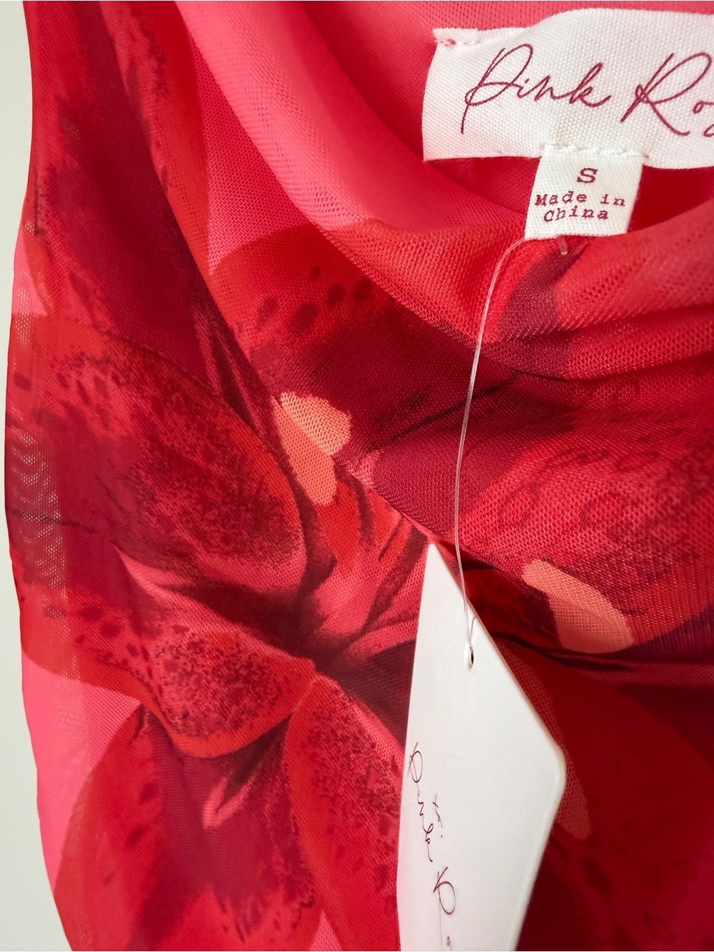Pink Rose Pink orchid mesh ruched Tank Top - Picture 3 of 6